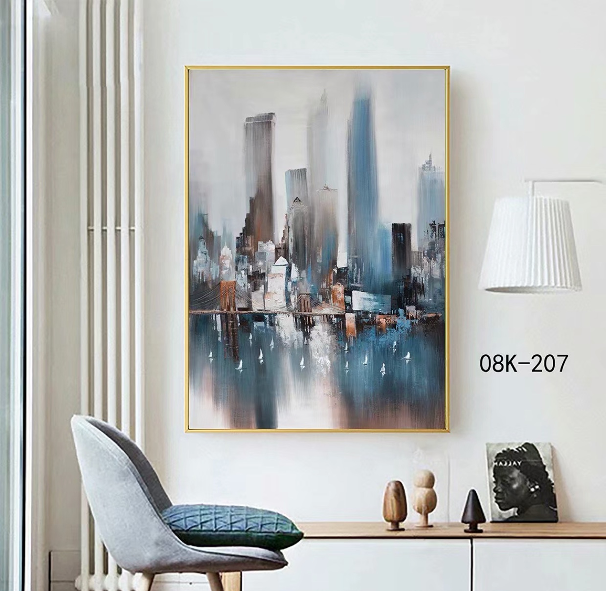 Abstract Oil Painting Hallway Hanging Painting City Building Oil Painting Living Room Hanging Painting Application Scenario