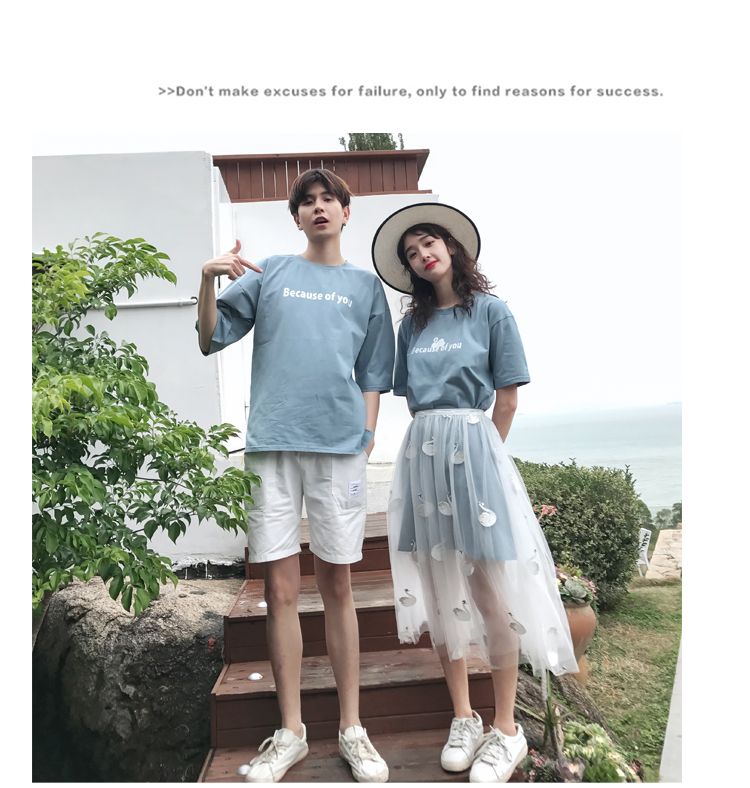 A6049 Men's Set, P70 Women's Set, P75 Couple Summer lace Little Swan 2-piece dress, Men's short sleeve detail image 10