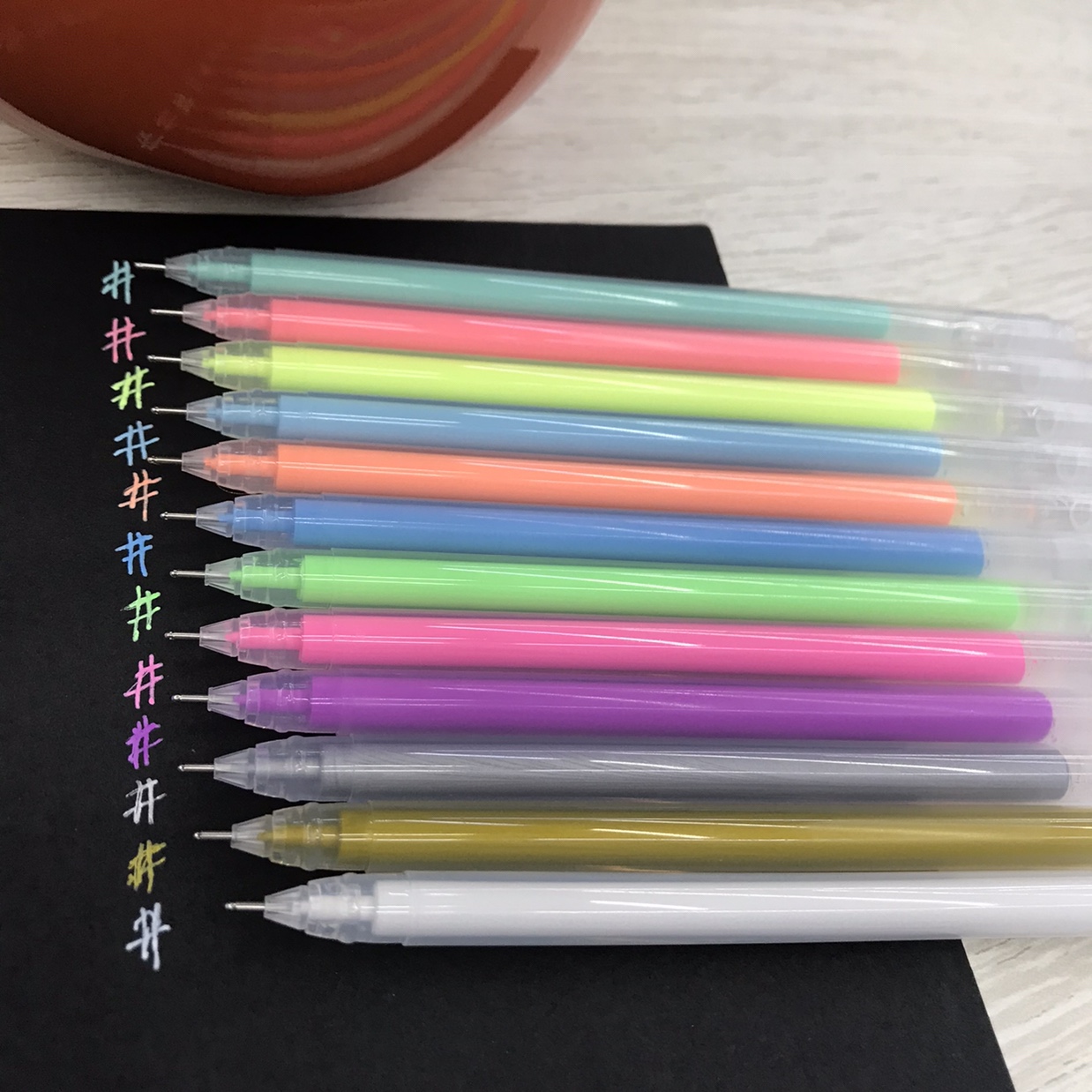 Highlighter pen Black card pen 12 colors optional e-commerce cross-border explosive handheld pen white highlighter pen