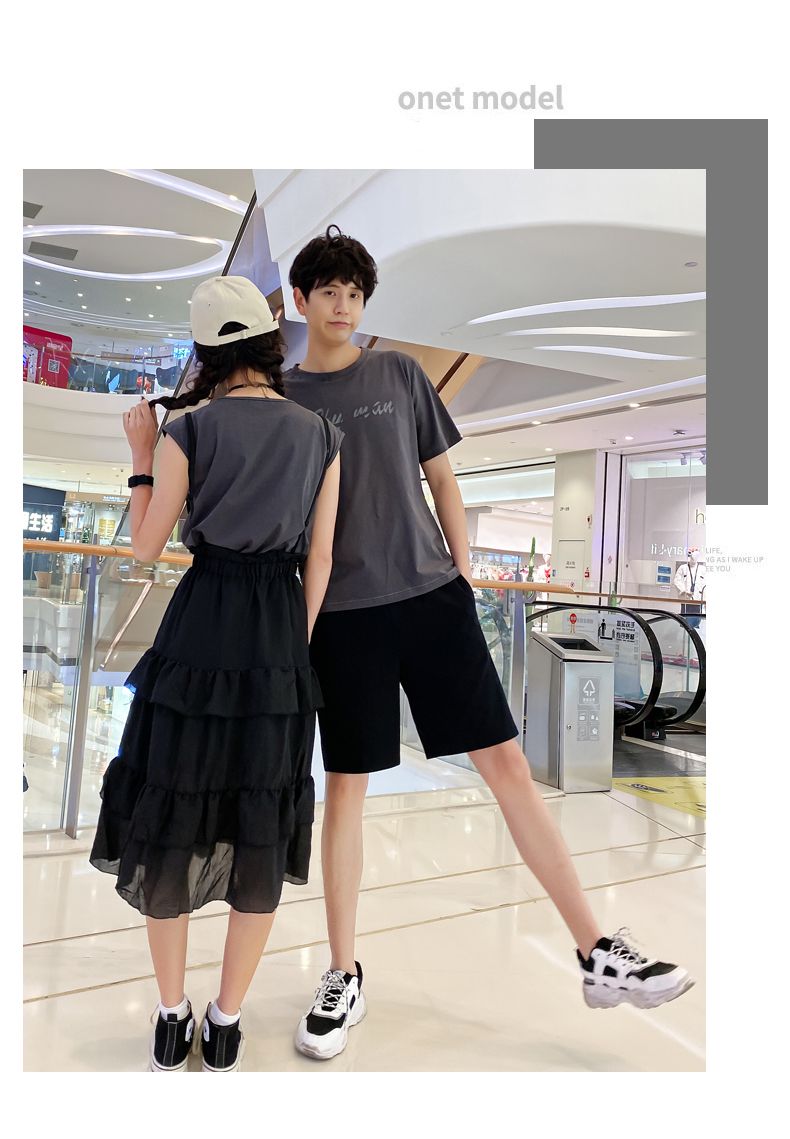 A6747 Women's set, P85 men's set, P75 summer short-sleeved new Korean style suits for both men and women detail image 14