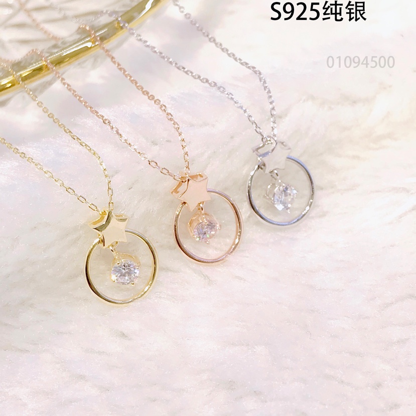 s925 sterling silver fashion Zircon pendant necklace thumbnail