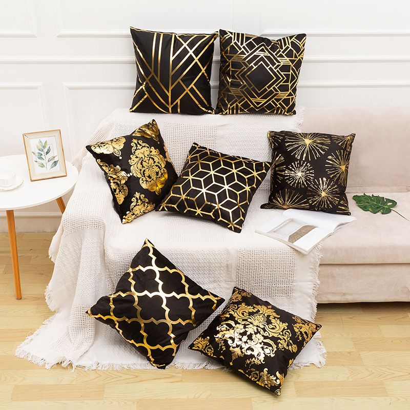 Hot gold pillow case custom amazon hot style home European classic sofa cushion cover hot gold waist pillow case