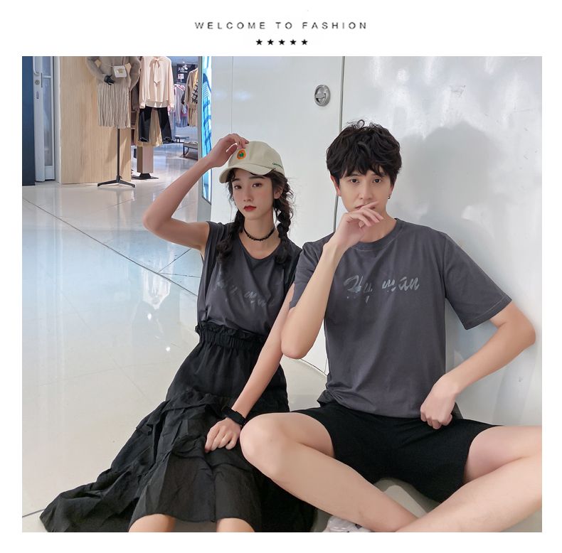 A6747 Women's set, P85 men's set, P75 summer short-sleeved new Korean style suits for both men and women detail image 5