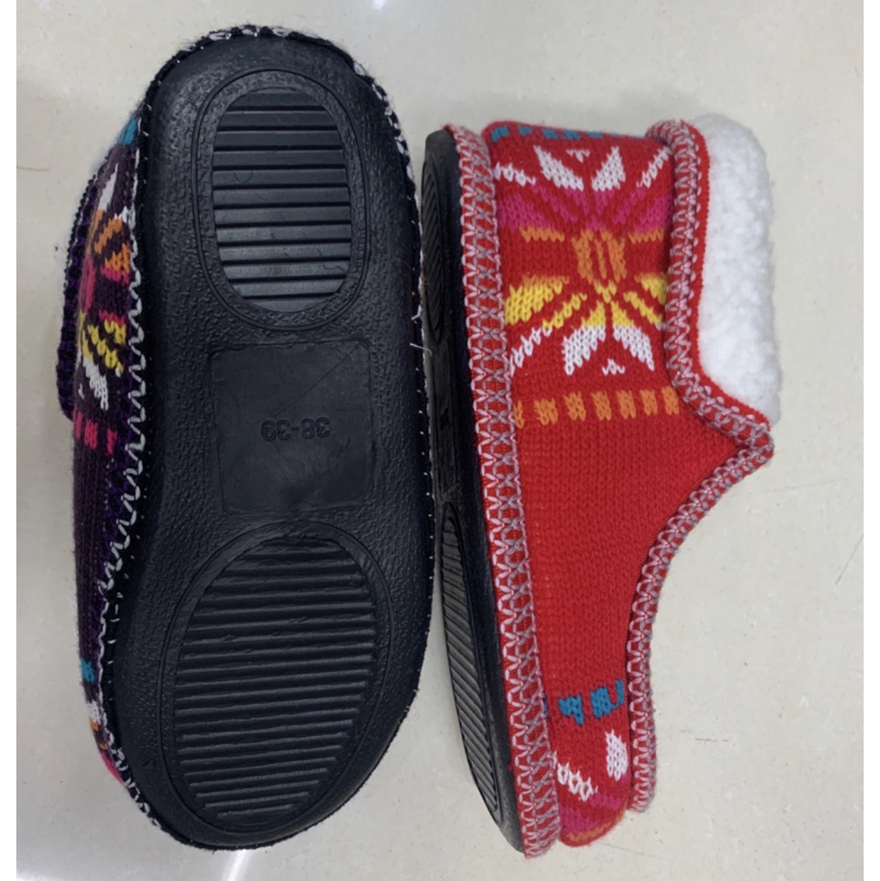 Knitted jacquard cotton shoes for home use Item Picture