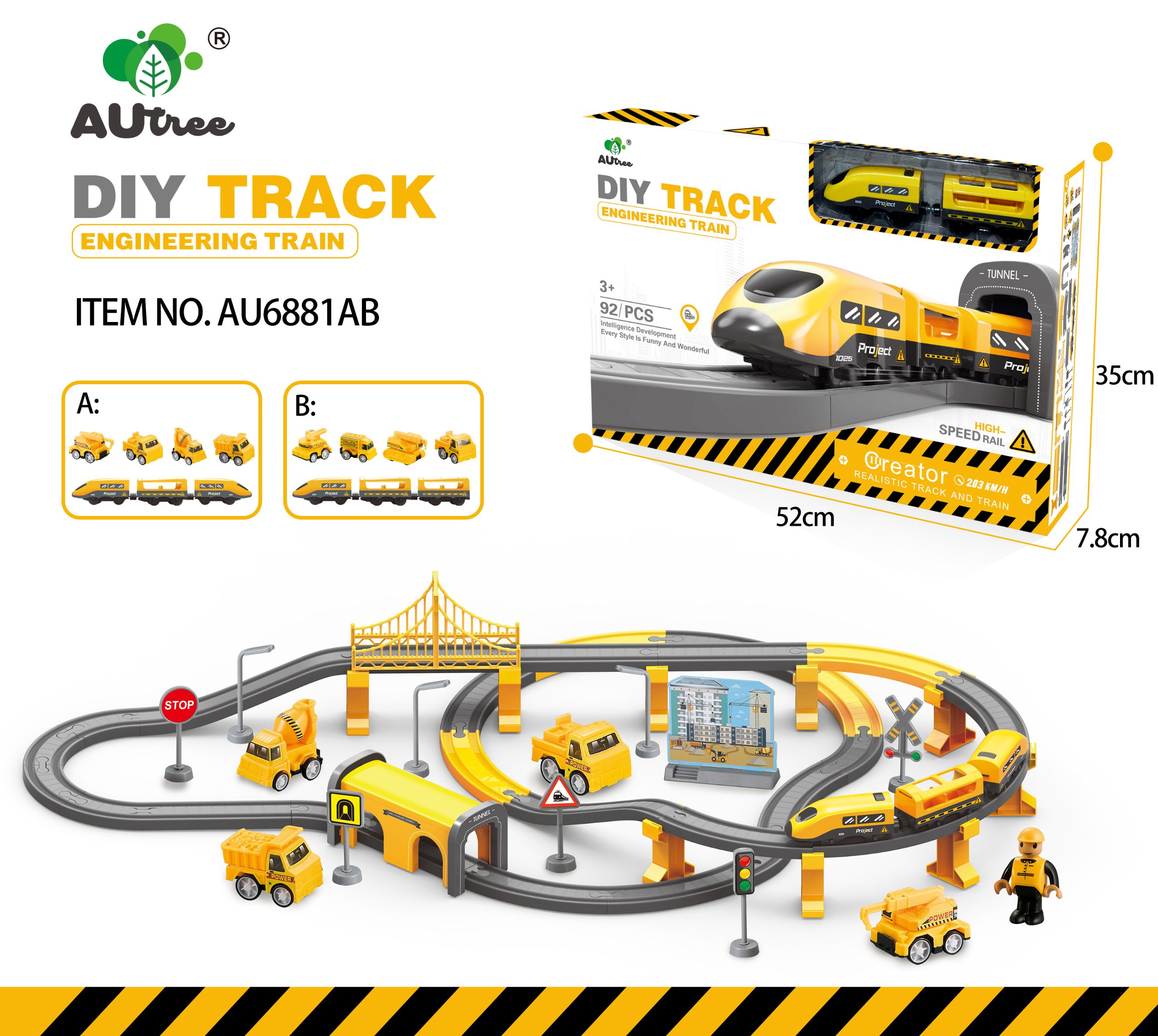 Two types of mixed electric engineering track train sets (track with sound) full figure
