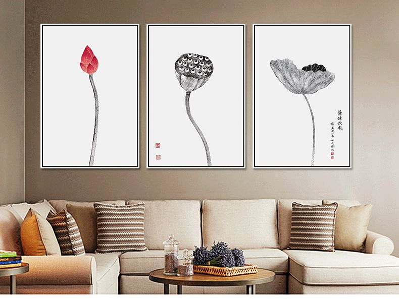 Shengshi Modern study room decorative paintings, New Chinese-style living room Zen-inspired wall paintings, simple dining room entrance hall, hotel soft decoration murals detail image 2
