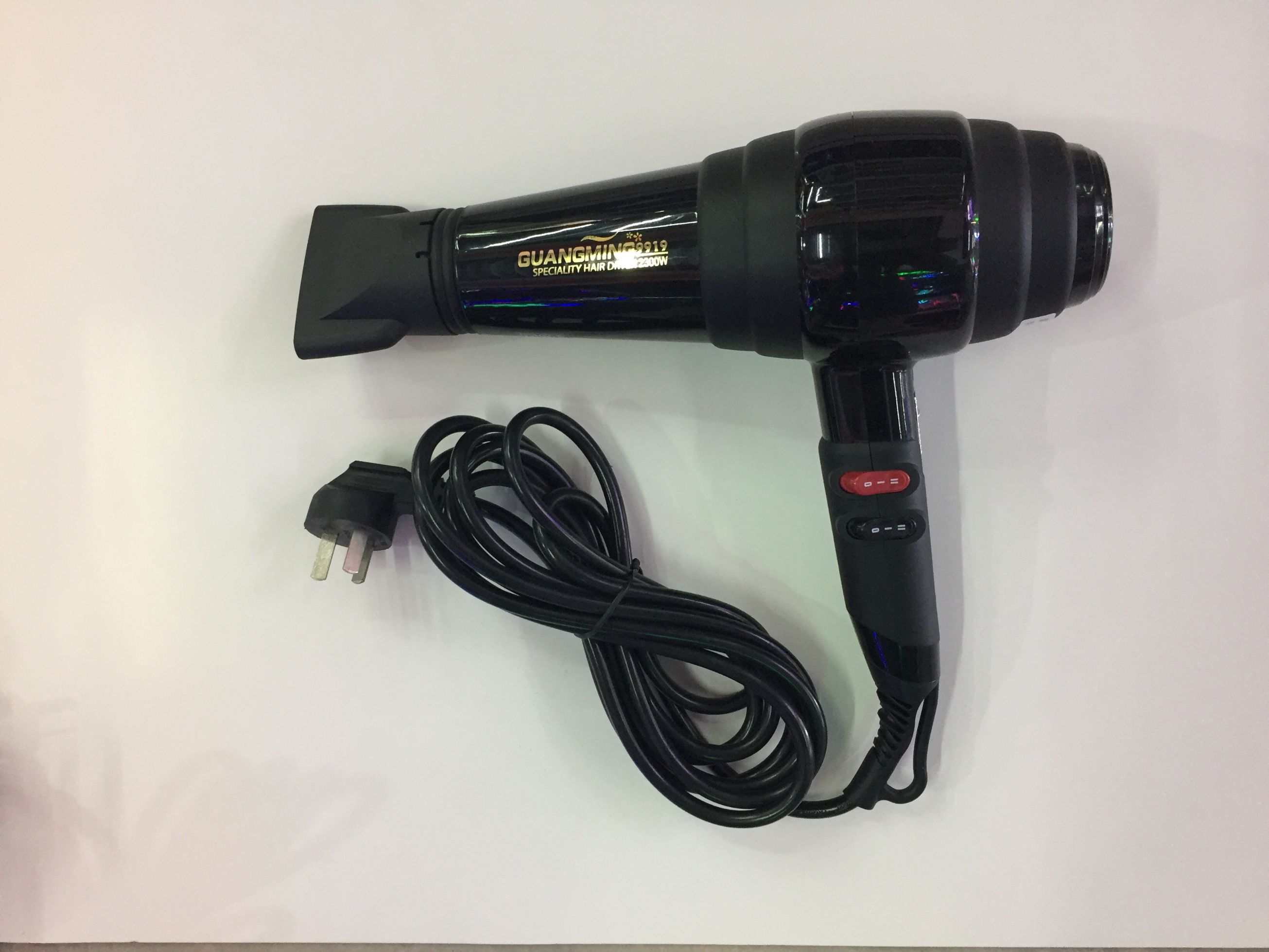 Bright three-plug black high-power professional hair dryer details Picture