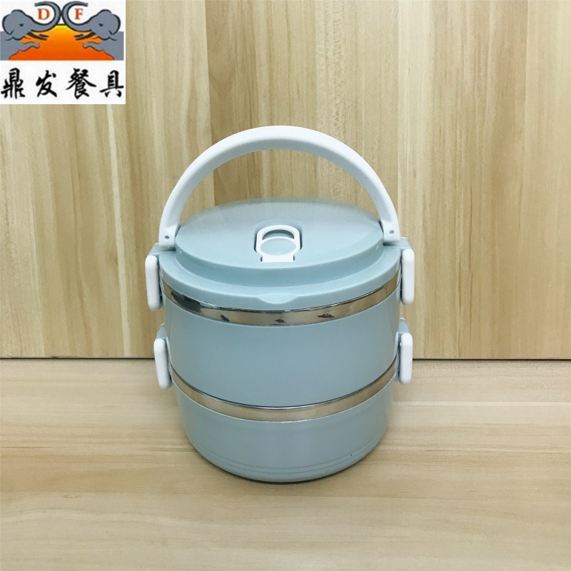 圆形便当盒/单层双层三层四层学生素色餐盒/轻便长续航/高清显示笔记本细节图