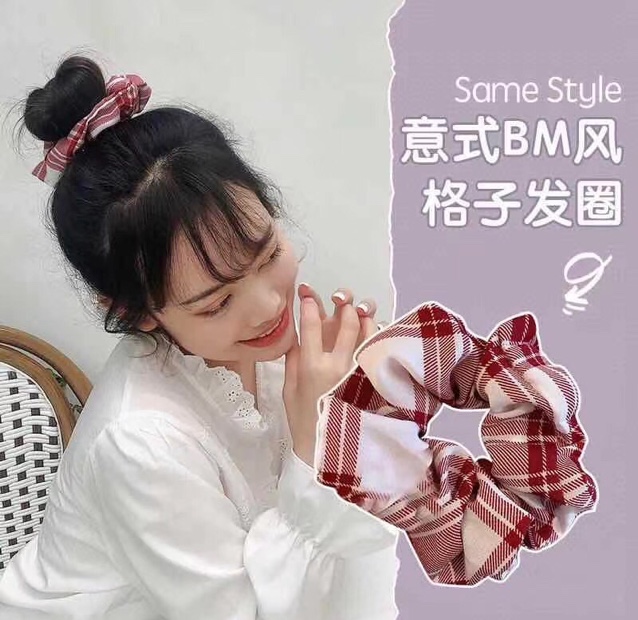 jk Korean bm pig large intestine scrunchie network red ins simple tie head leather band fat intestine head rope female hair band headwear hair rope thumbnail