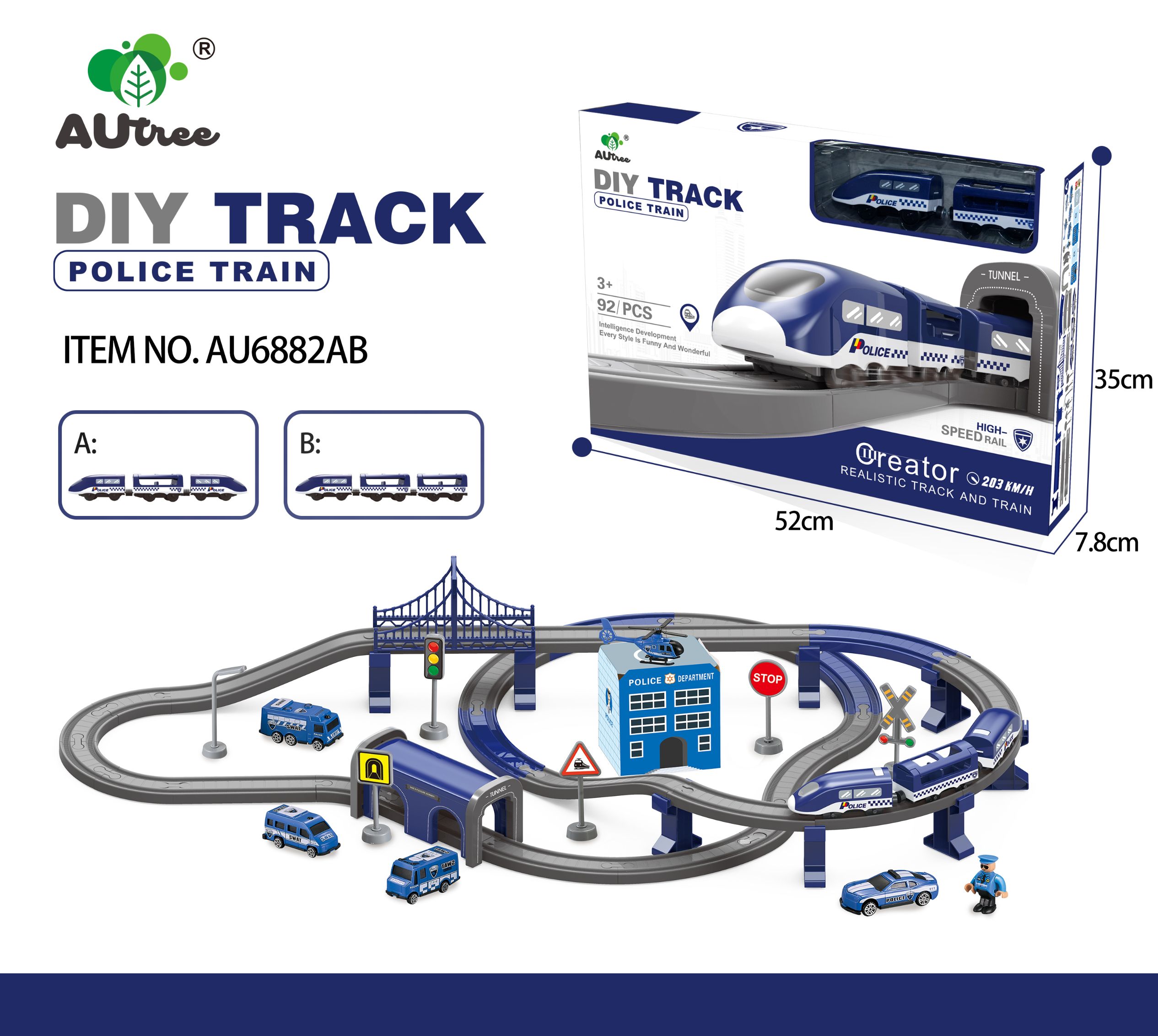 Two types of electric tracks mixed together full figure