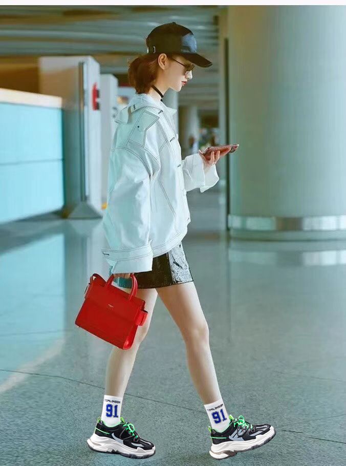 Daddy Shoes Female Summer 2020 Spring New Thick Sole Inside Increase Women's Shoes Mesh Surface Breathable Network Red Leisure Sports New Thick Sole Inside Increase full figure