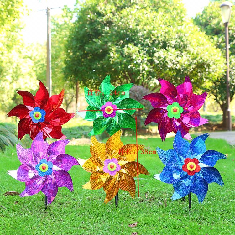 新款热卖儿童玩具大八角塑料风车园林户外活动装饰八角风车批发产品图