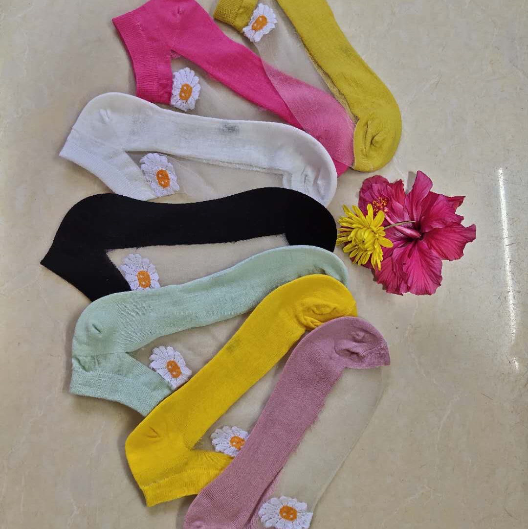 Pure cotton ice floss boat socks 1 thumbnail