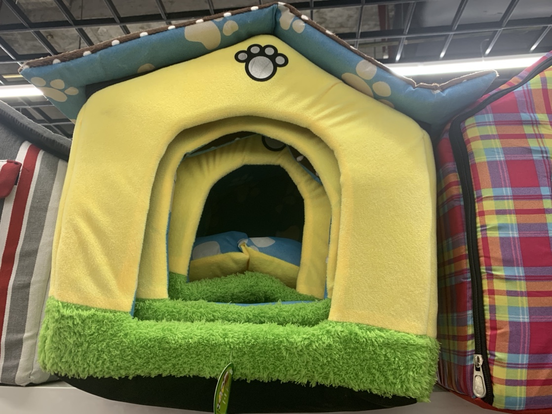 Yellow and green pet bed combination