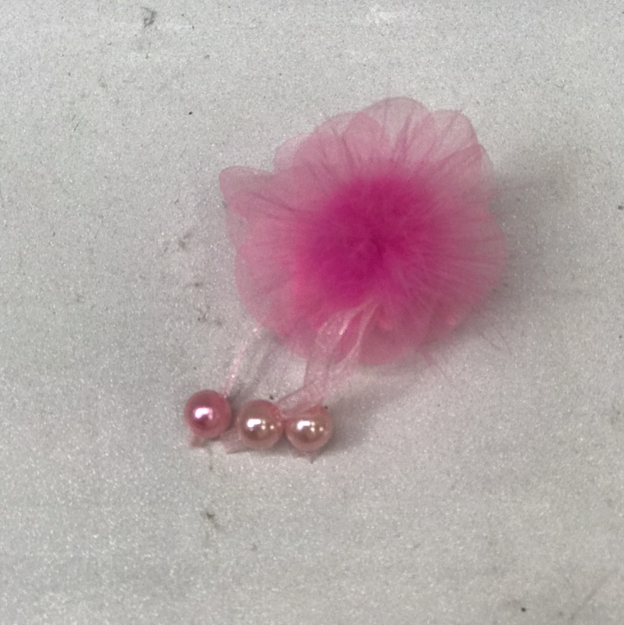 Children's pink hairball hairpin thumbnail