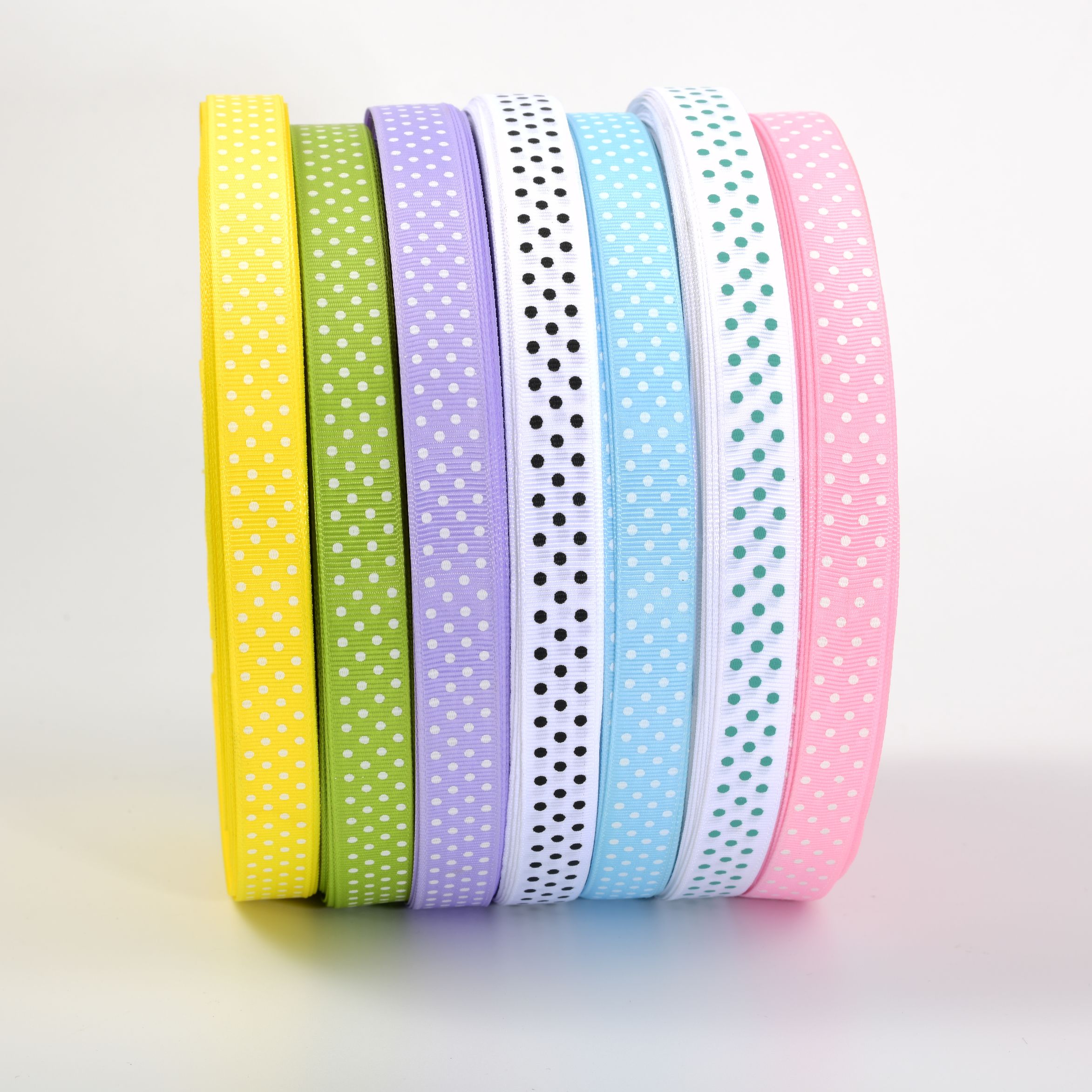 2.5cm color rib printing point with birthday packaging bow gifts Textile accessories accessories webbing factory direct sales thumbnail
