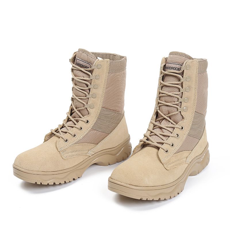 Factory direct selling leather wear-resistant high-top rubber shoes men's military boots before lacing outdoor autumn and winter combat boots spot thumbnail