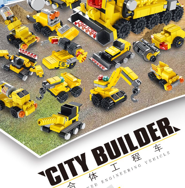 潘洛斯积木蛋605002工程吊车6合1变形儿童益智拼装小颗粒积木玩具详情图2