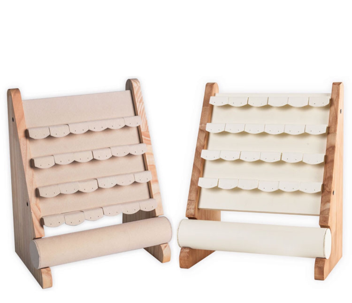 实木可移动多层耳钉耳环展示架多功能珠宝圆柱手环翡翠环饰品展架