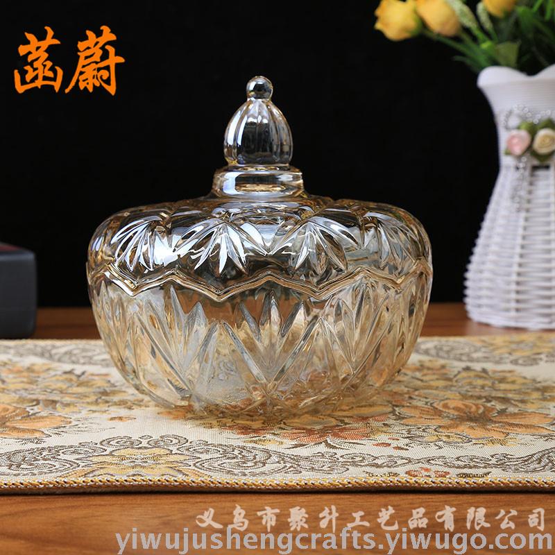 Creative Clear Crystal Glass Candy Jar With Lid Snack Storage Candy Jar Sugar Jar Gift Box details Picture