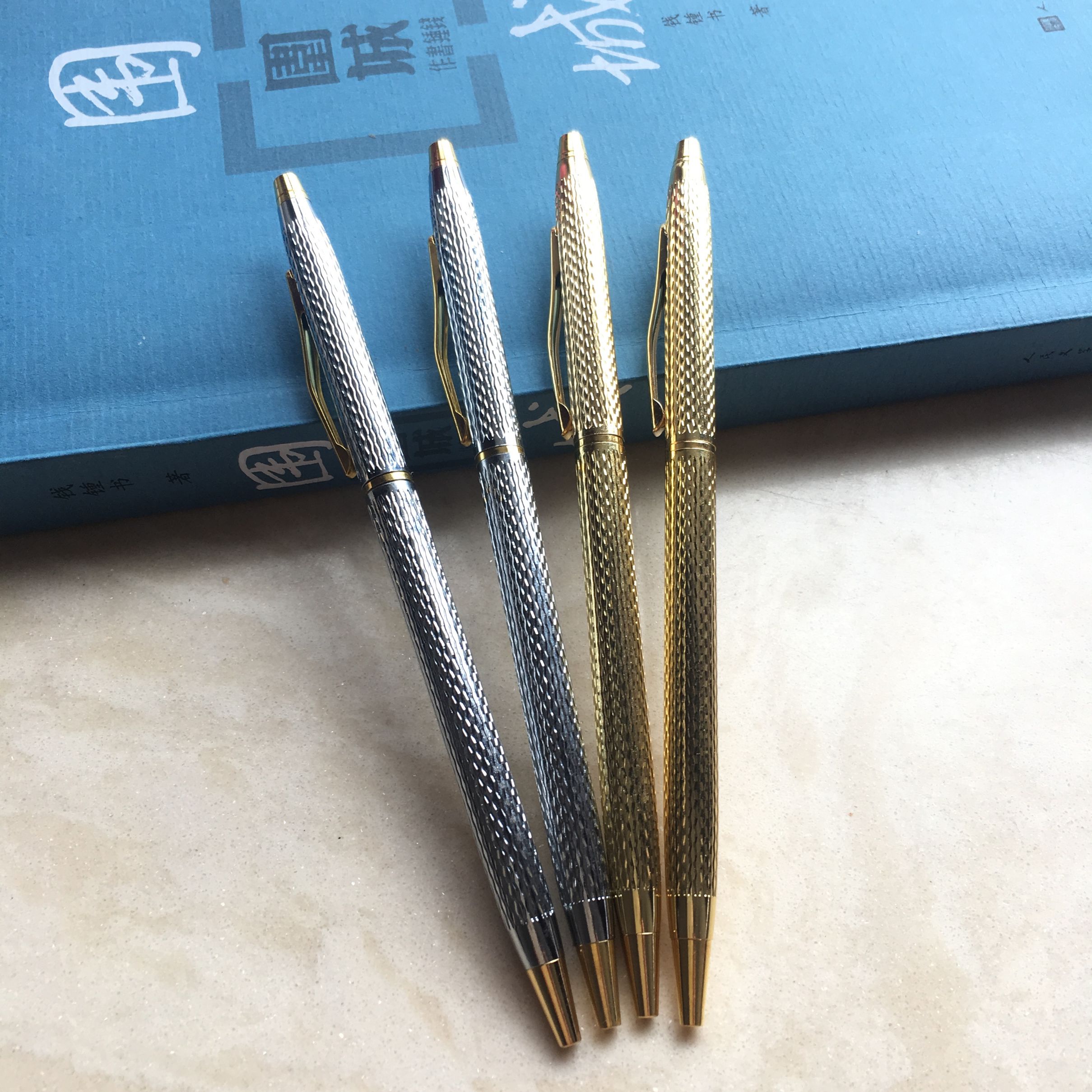 Factory direct advertising metal bead pen rotary carved drawing gift pen