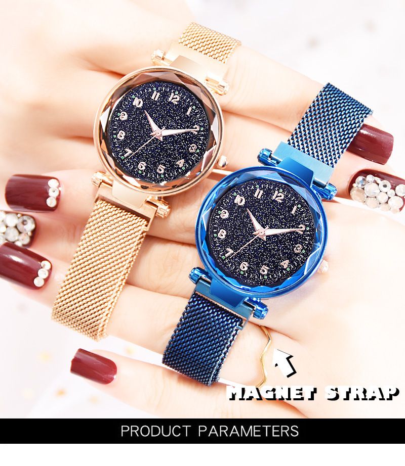 Tik yin boom gypsum digital star sky watch brillo imán hebilla reloj de cuarzo cristal de mujer relojes al por mayor detail image 1