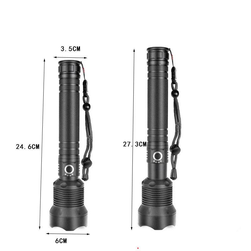 跨境专供 变焦强光手电筒 XHP70手电筒 铝合金外壳 USB直充详情图2