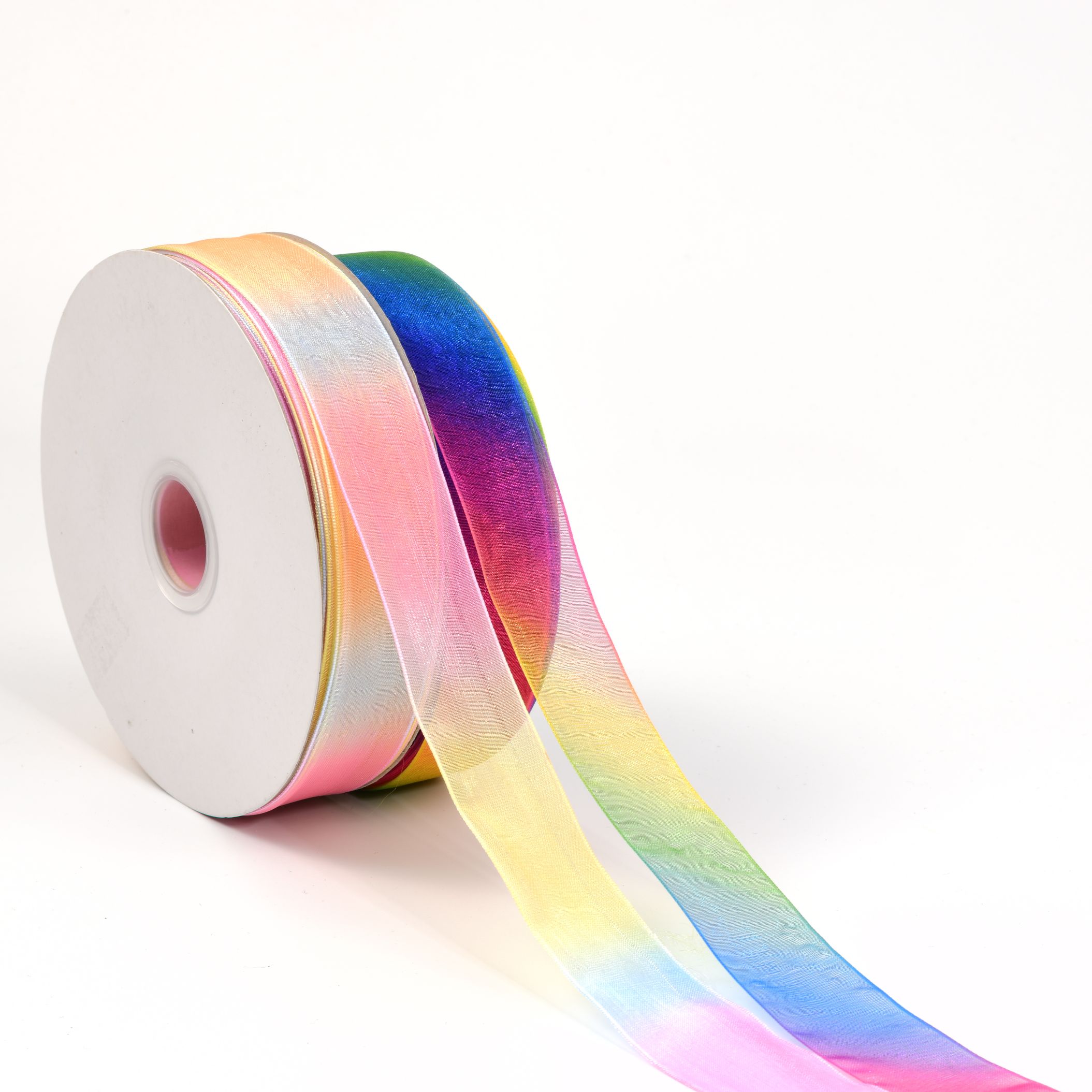 2.5cm color Transparent Snow Ribbon Hot Transfer Color Red Ribbon with colorful Gradient Yarn Clothing Accessories Manufacturers Direct thumbnail