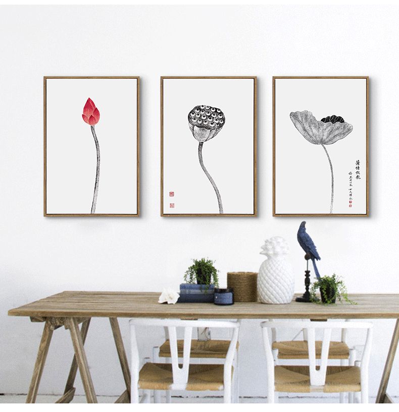 Shengshi Modern study room decorative paintings, New Chinese-style living room Zen-inspired wall paintings, simple dining room entrance hall, hotel soft decoration murals detail image 7