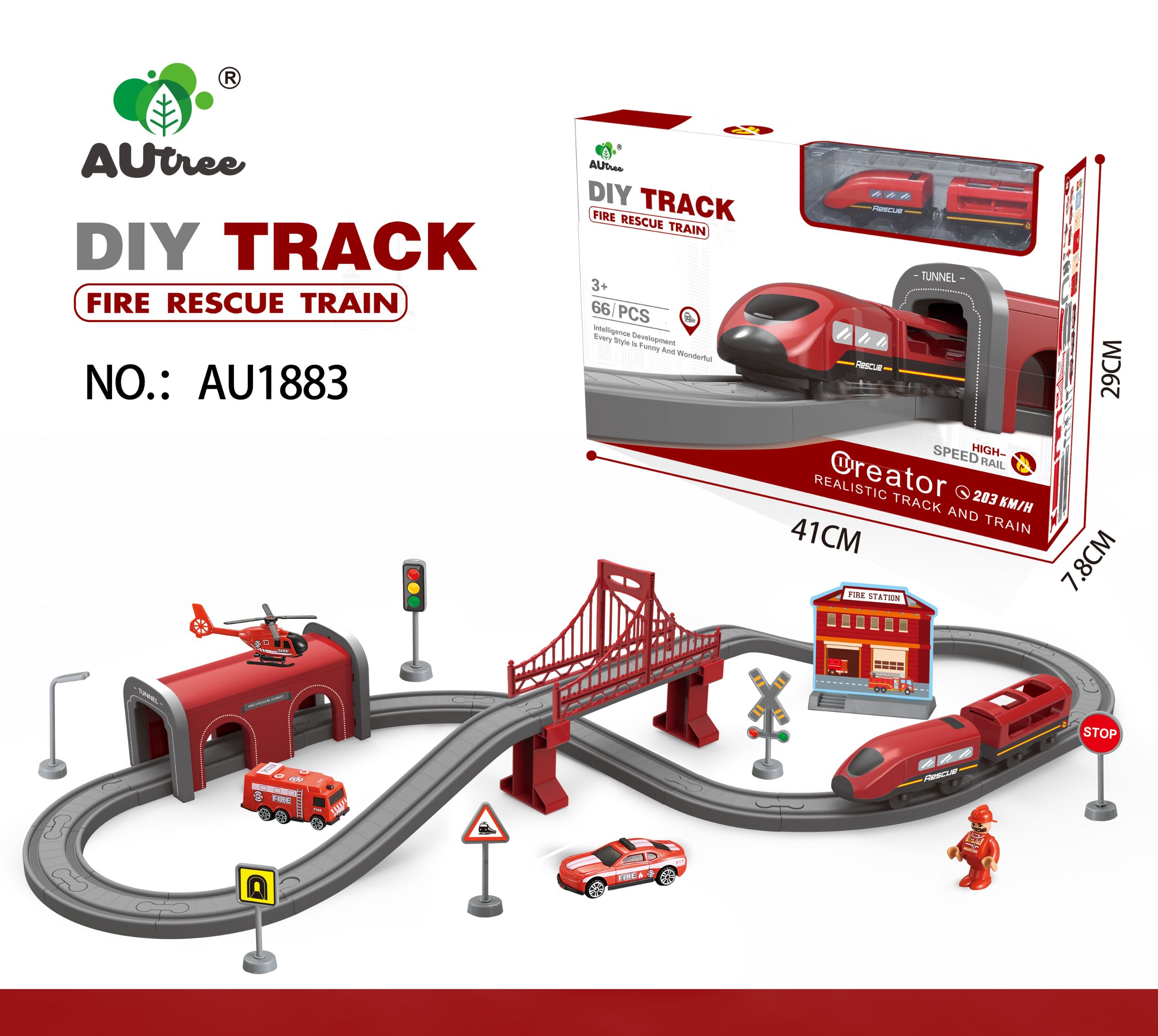 Electric fire-fighting track train full figure