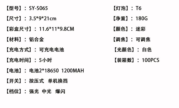 户外直充大功率头灯LED调焦T6强光远射迷彩头戴式电筒跨境批发详情图3