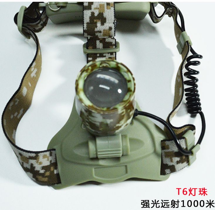 户外直充大功率头灯LED调焦T6强光远射迷彩头戴式电筒跨境批发详情图5