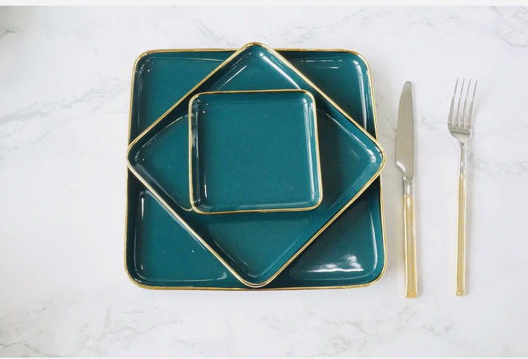 祖母绿 网红蛋糕盘 点心盘 牛排