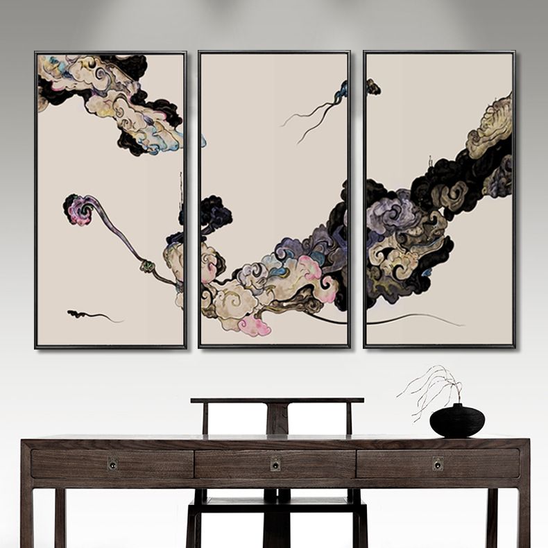 Xiangyun Ruyi New Chinese-style hanging paintings, living room Zen decorative paintings, sofa background wall three-panel paintings, factory direct sales and wholesale detail image 6