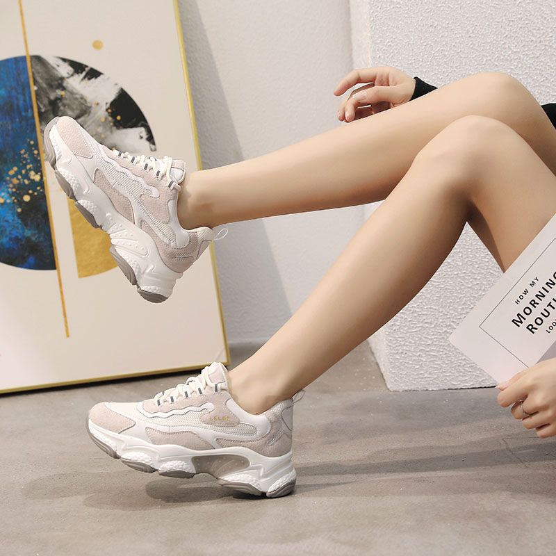 Spring Model New Spring Model New Father Shoes Female Summer Spring Model New Thick Sole Inside Increase Women's Shoes Mesh Surface Breathable Net Red Leisure Sports full figure