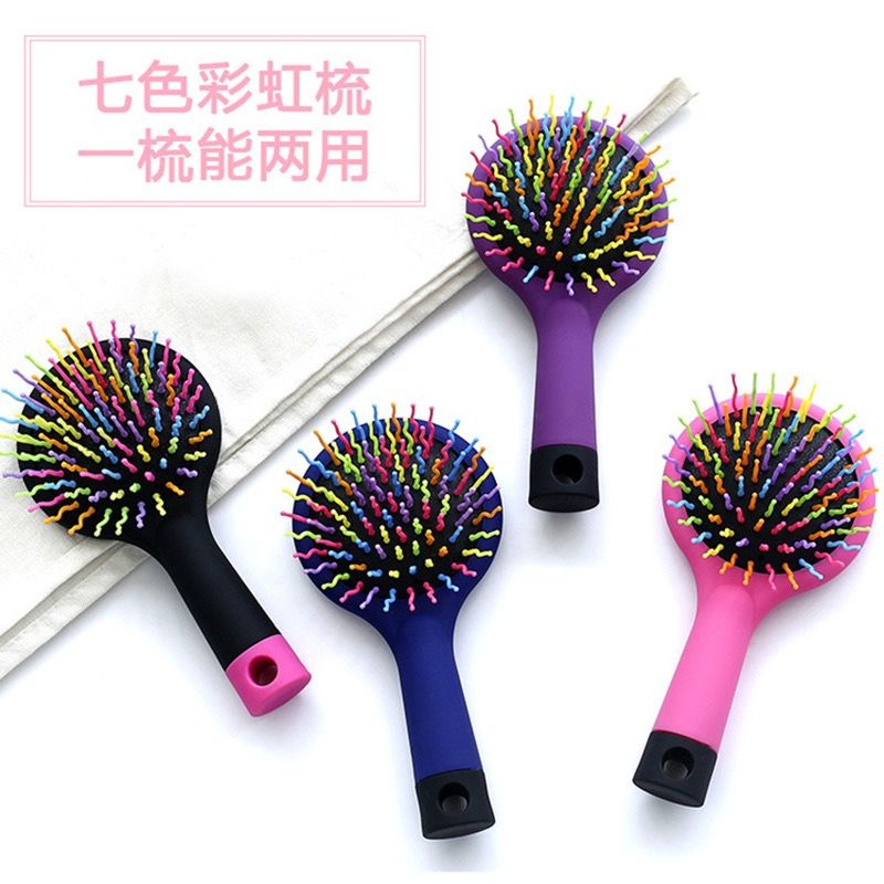 Anti-static massage comb creative rainbow airbag comb with mirror Korean curling hair comb thumbnail