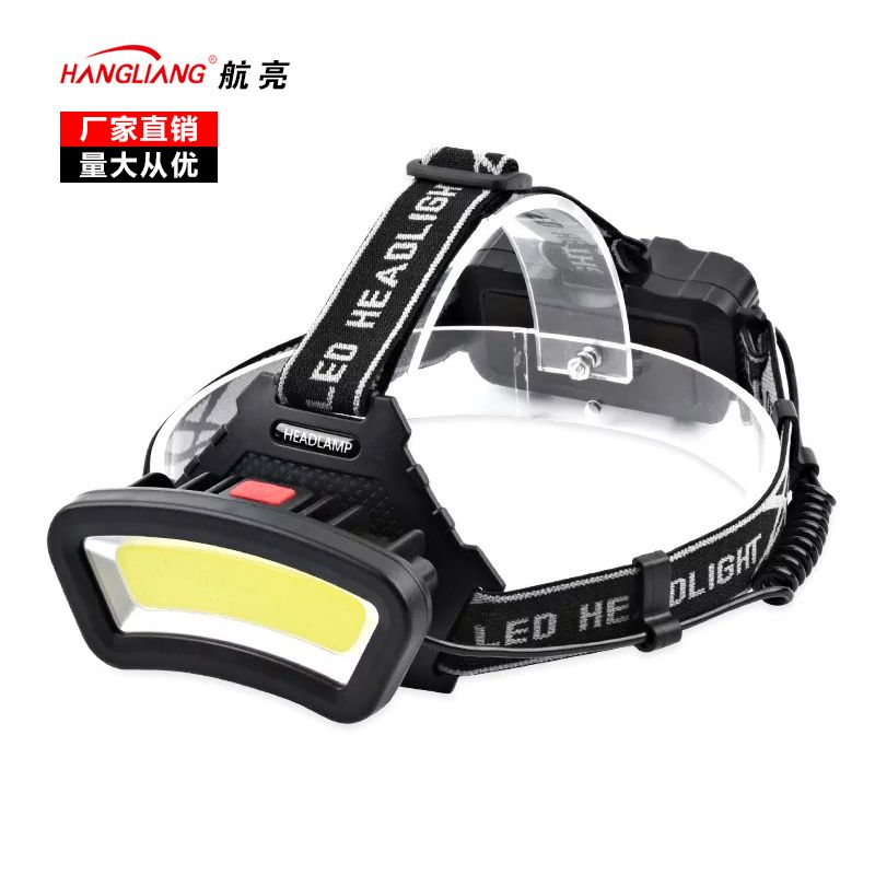 多功能COB头灯工作灯 USB充电红光警示灯 LED户外头戴式强光手电图