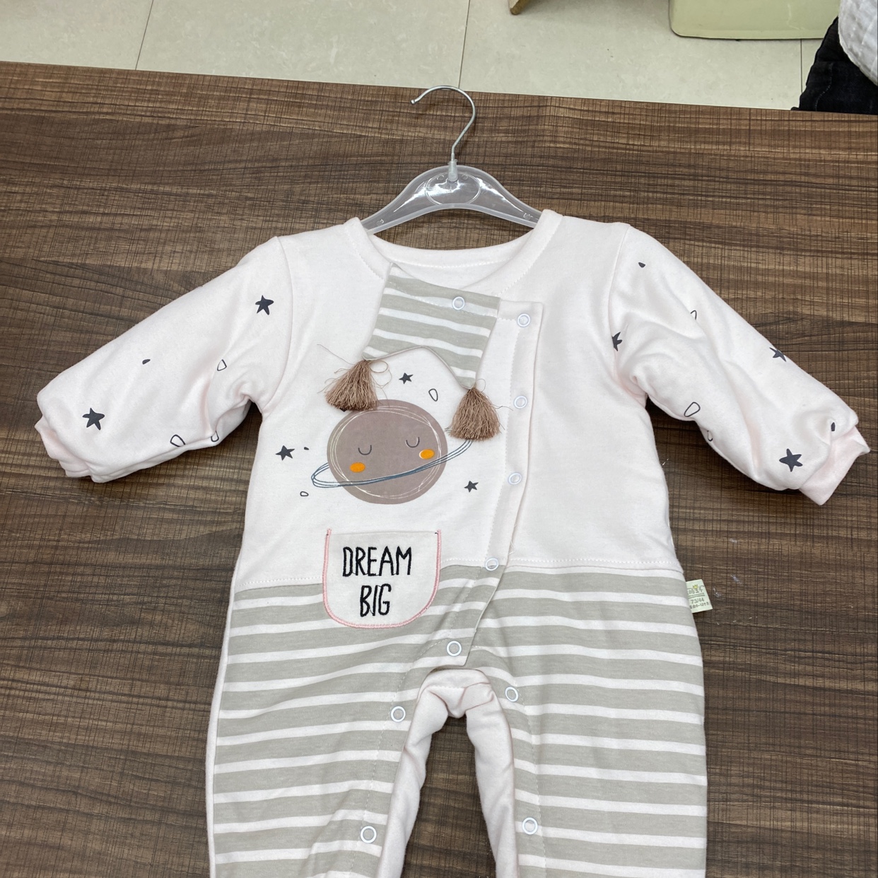 欣宝园新生婴儿春秋季纯南极棉对扣婴儿爬衣