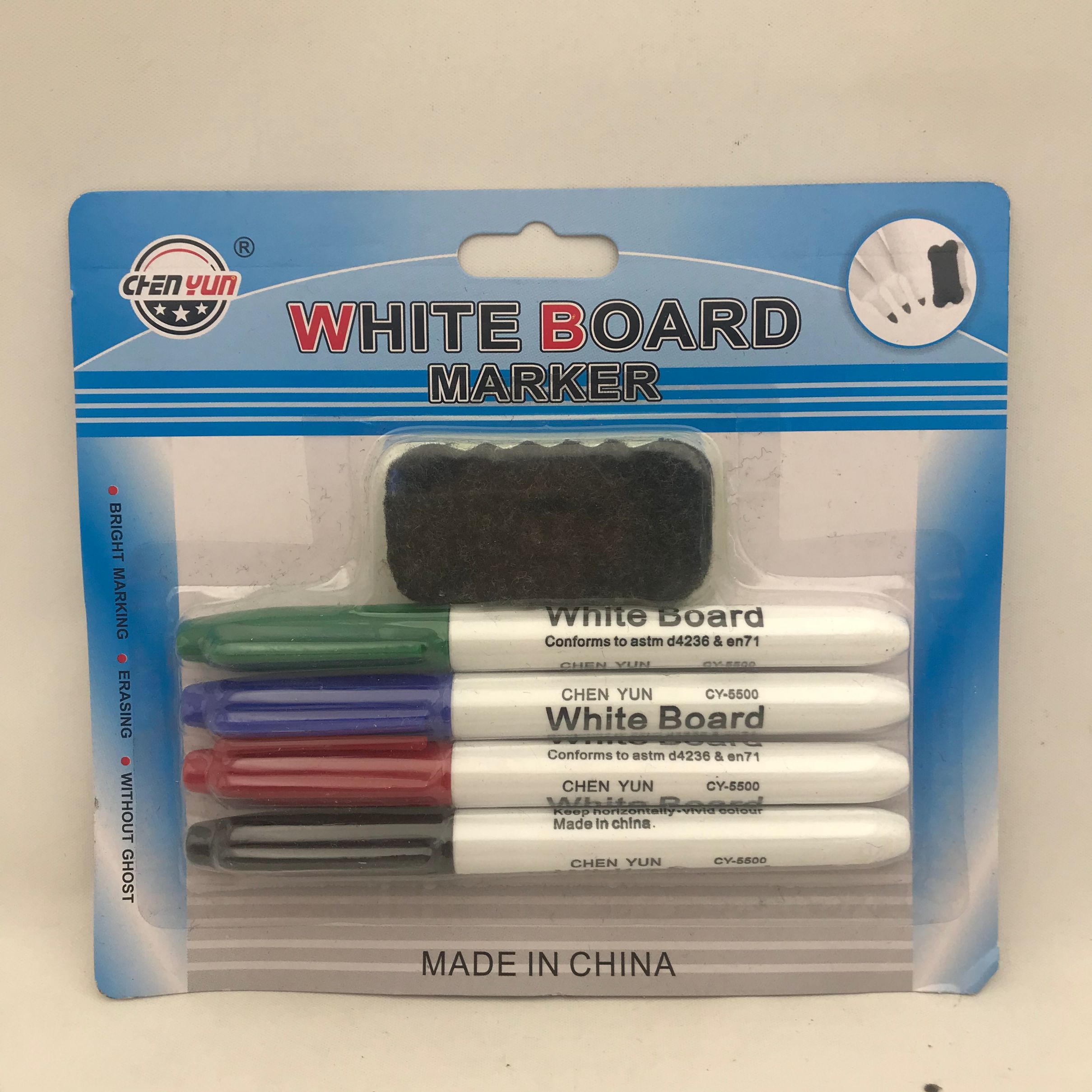 Small white board pen 4 with white board eraser