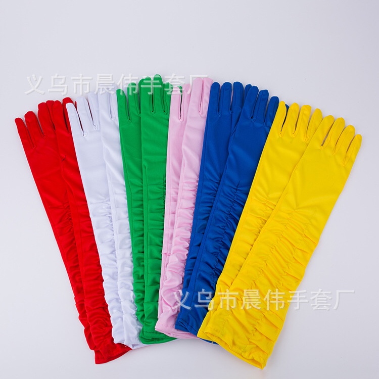 Polyester wrinkling gloves long 45cm stage gloves show glove foreign trade products thumbnail
