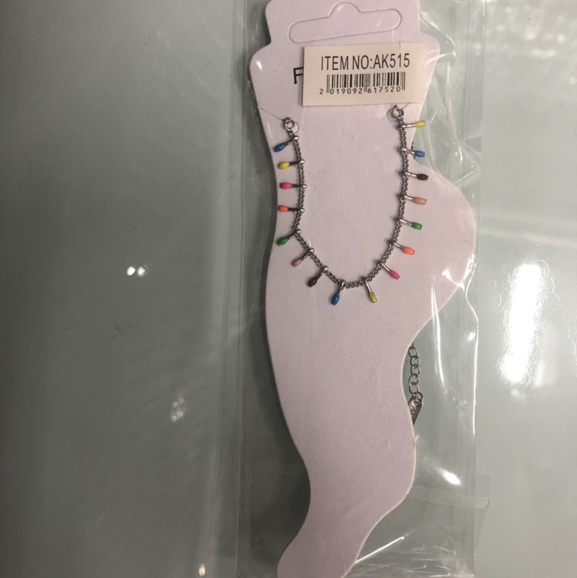 不锈钢七彩钢脚链图