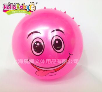 PVC按摩球15CM按摩贴标球 笑脸球款式混详情图3