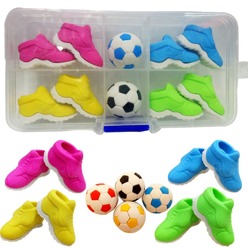 包邮足球橡皮运动球鞋橡皮擦 3D鞋子自由组装橡皮擦 礼盒创意文具