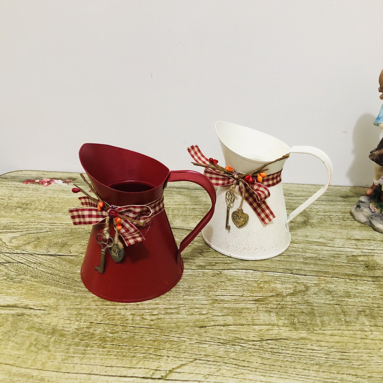 厂家直销新款带爱心锁咖啡壶插花铁桶家居客厅装饰创意摆件