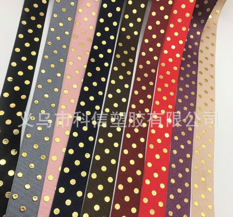 Korean imported webbing, gold-embossed polka dot ribbed ribbons, diy bow hair accessory materials, hats, clothing accessories