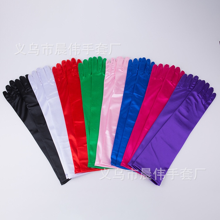 45cm色丁平板 舞台手套 礼仪手套 厂家直销