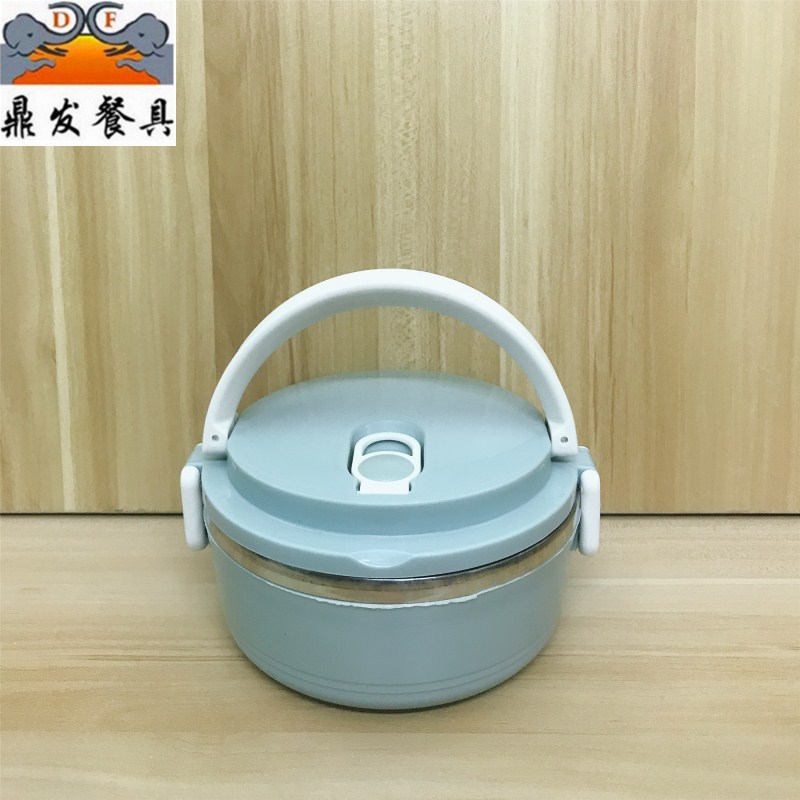 圆形便当盒/单层双层三层四层学生素色餐盒/轻便长续航/高清显示笔记本产品图