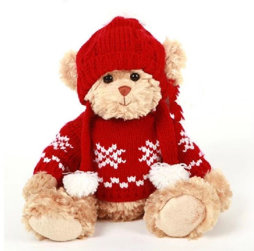 厂家创意新款卡通毛绒玩具毛衣熊公仔外贸泰迪熊圣诞礼物玩偶定制