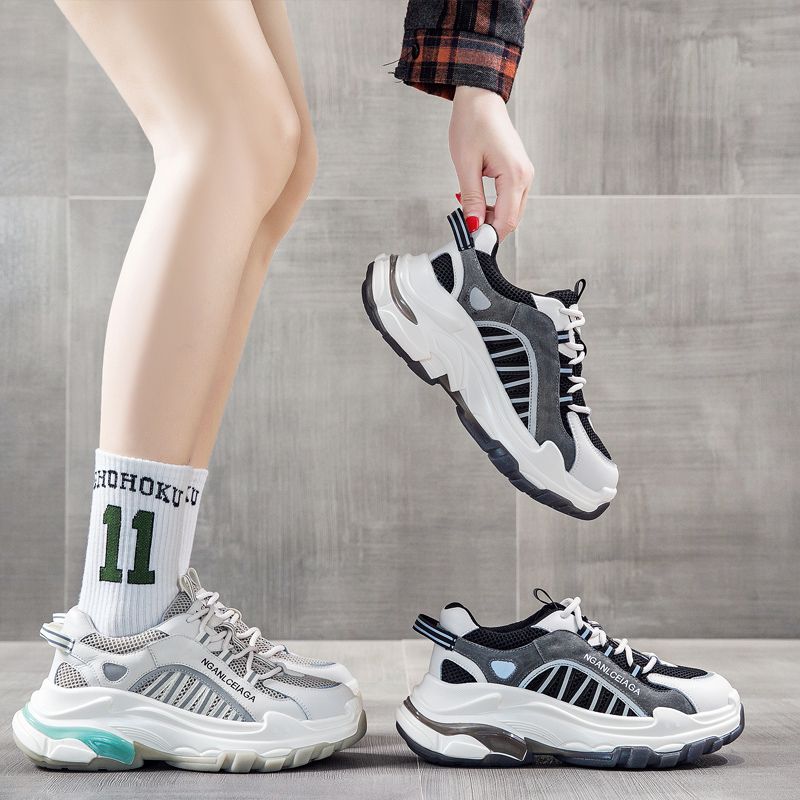 Daddy Shoes Female Summer 2020 Spring New Thick Sole Inside Increase Women's Shoes Mesh Surface Breathable Network Red Casual Sports Shoes Daddy Shoes Daddy Shoes