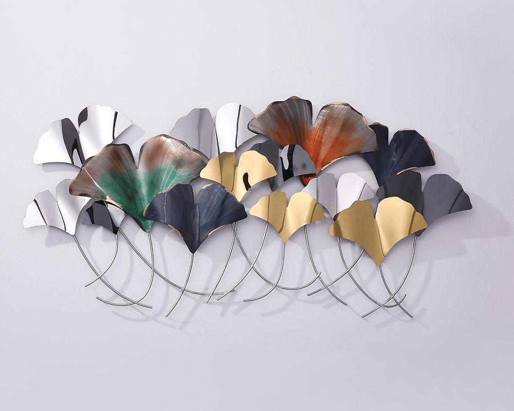 Ginkgo leaf wall Hanging European-style wrought iron wall hanging ornaments Hotel living room wall metal wall hanging pendant thumbnail